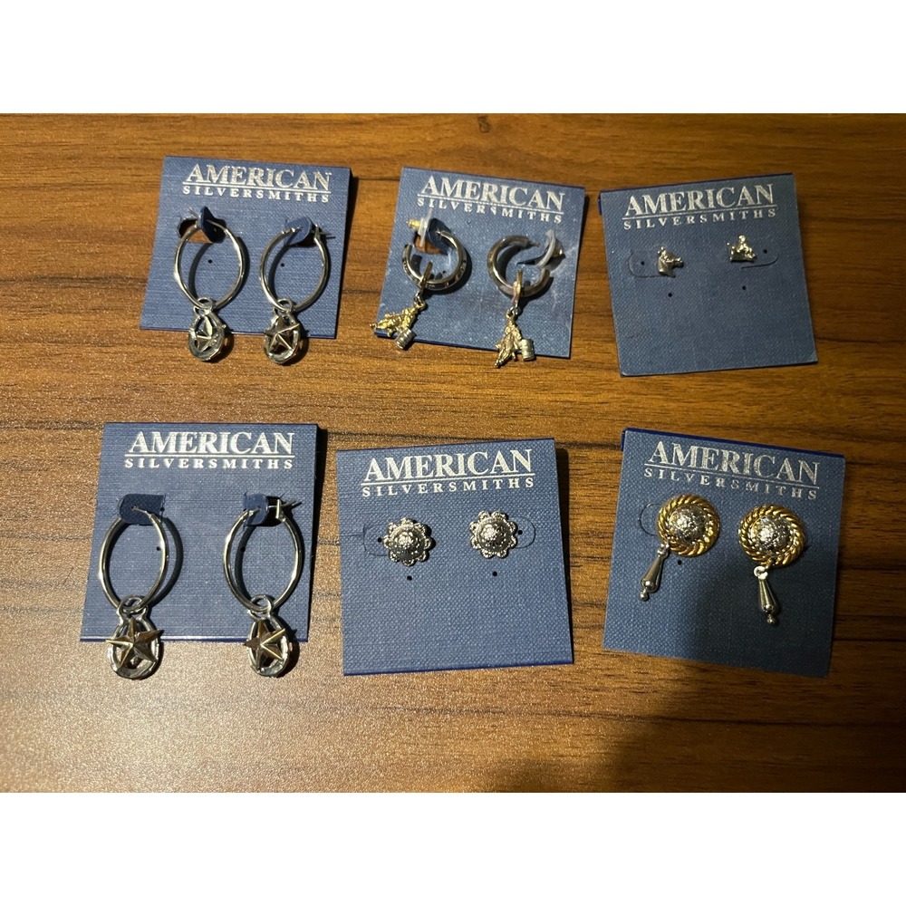 Lot of 6 AMERICAN SILVERSMITHS Earrings - COWBOY/WESTERN/HORSE/EQUESTRIAN, Lot C
